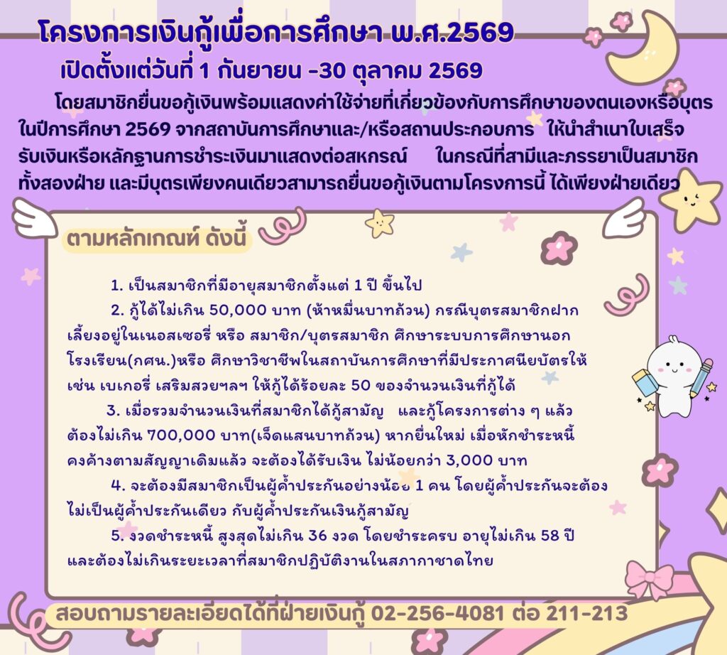 โครงการเงินกู้เพื่อการศึกษา พ.ศ. 2569